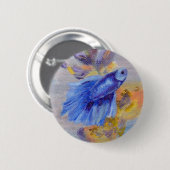 Little Blue Betta Fish Ronde Button 5,7 Cm (Voorkant /achterkant)