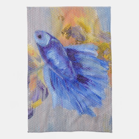 Little Blue Betta Fish Theedoek (Verticaal)