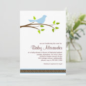Little Blue Bird Baby shower Invitation Kaart (Staand voorkant)