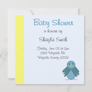 Little Blue Bird Baby shower Kaart