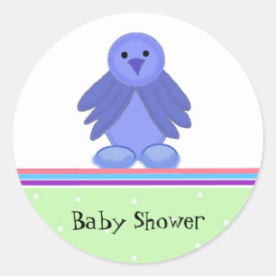 Little Blue Bird Baby shower Ronde Sticker