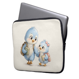 Little Blue Bird Broer en Zus Laptophoes Laptop Sleeve