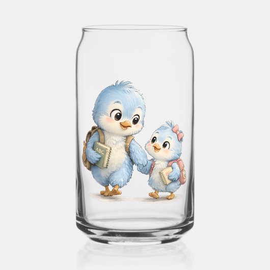 Little Blue Bird Broers en Zusters Glas Drinkset (Voorkant)