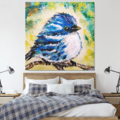 Little Blue Bird Canvas Print (Insitu (Slaapkamer))