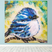 Little Blue Bird Canvas Print (Insitu (Houten vloer))