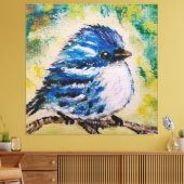 Little Blue Bird Canvas Print (Insitu (Woonkamer))