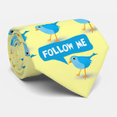 Little Blue Bird Cute Volg me Twitter-Stropdas Stropdas (Opgerold)