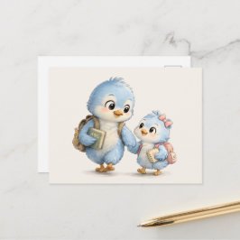 Little Blue Bird Familie Vriendschap Wenskaart Briefkaart