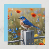 Little Blue Bird Flat Holiday Kaart (Voorkant / Achterkant)