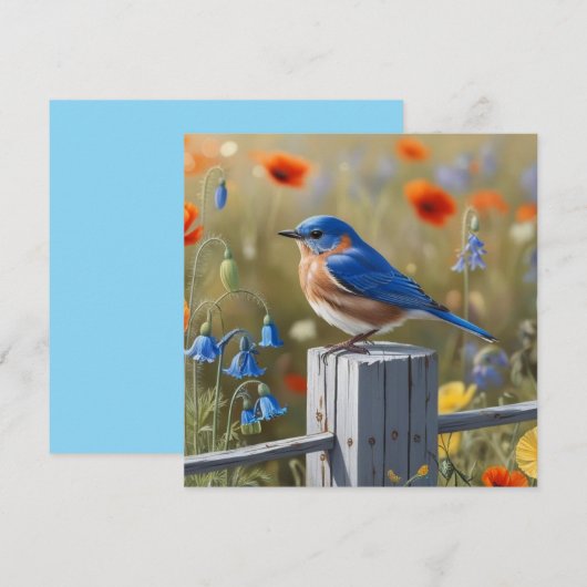 Little Blue Bird Flat Holiday Kaart (Voorkant / Achterkant)