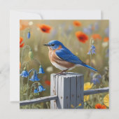 Little Blue Bird Flat Holiday Kaart (Voorkant)