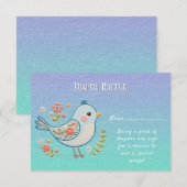 Little Blue Bird Floral Baby shower Informatiekaartje (Voorkant / Achterkant)