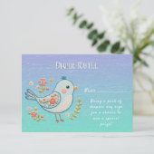 Little Blue Bird Floral Baby shower Informatiekaartje (Staand voorkant)
