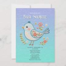 Little Blue Bird Floral Baby shower
