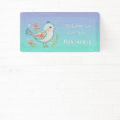 Little Blue Bird Floral Baby shower Spandoek (Insitu)