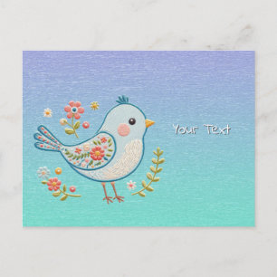 Little Blue Bird Floral Briefkaart