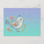 Little Blue Bird Floral Briefkaart (Voorkant)