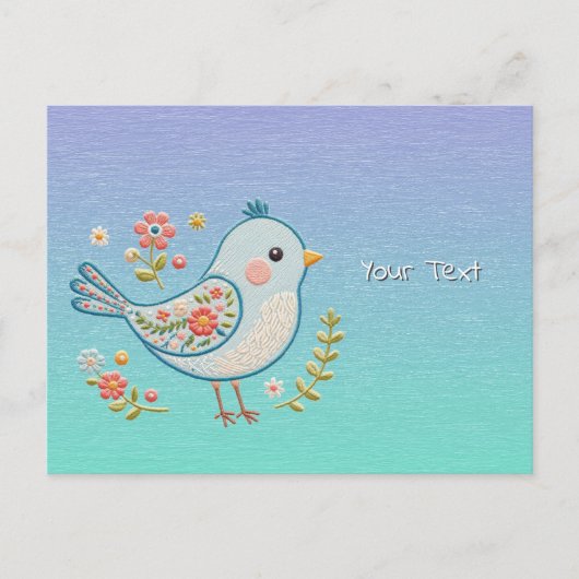 Little Blue Bird Floral Briefkaart (Voorkant)