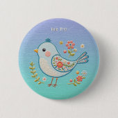 Little Blue Bird Floral Button (Voorkant)