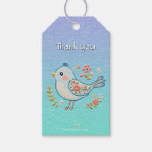 Little Blue Bird Floral Gift Label Cadeaulabel (Voorkant)