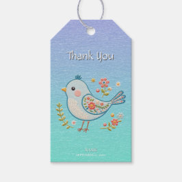 Little Blue Bird Floral Gift Label Cadeaulabel