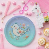 Little Blue Bird Floral Paper Bord (Feest)