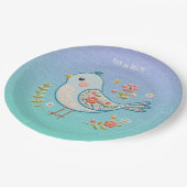 Little Blue Bird Floral Paper Bord (Gekanteld)