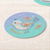 Little Blue Bird Floral Paper Onderzetter (Gebogen)