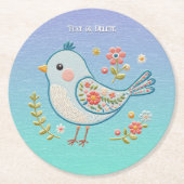 Little Blue Bird Floral Paper Onderzetter (Voorkant)