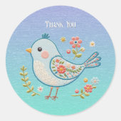 Little Blue Bird Floral Sticker (Voorkant)