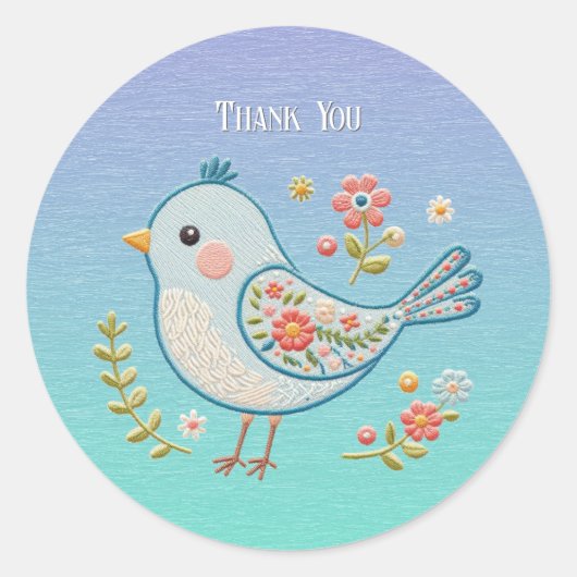 Little Blue Bird Floral Sticker (Voorkant)