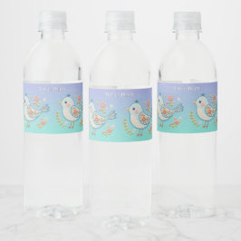 Little Blue Bird Floral Waterfles Etiket