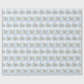 Little Blue Bird Floral Wrapping Paper Cadeaupapier (Vlak)