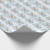 Little Blue Bird Floral Wrapping Paper Cadeaupapier (Hoek)