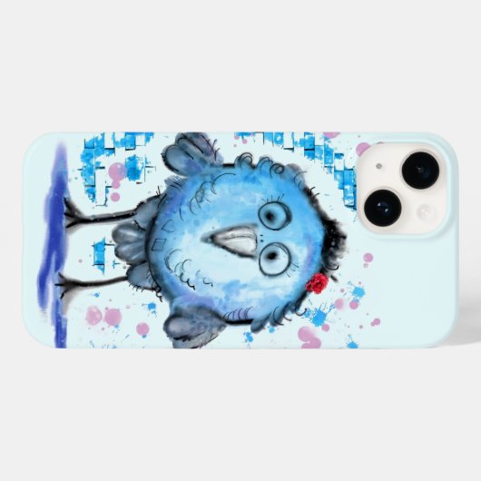 Little Blue Bird Grappige iPhone Case (Achterkant (horizontaal))