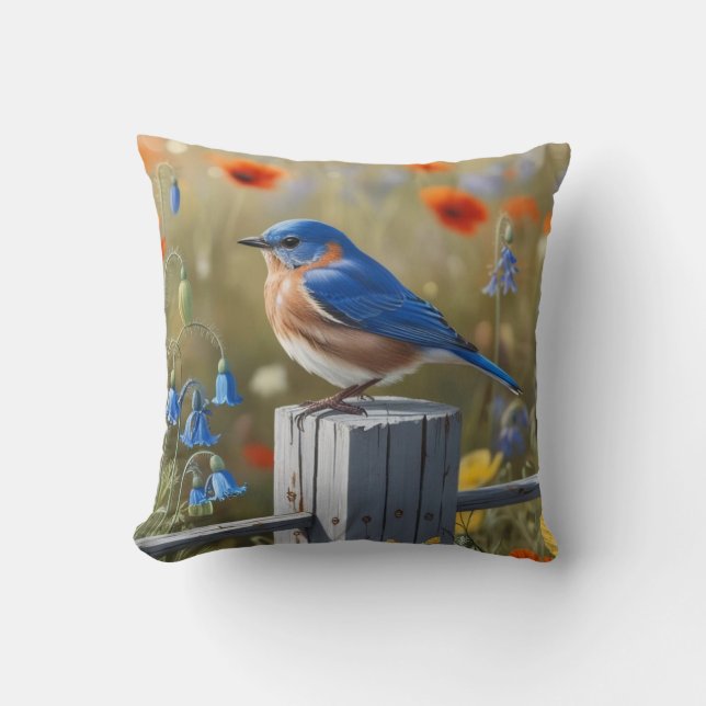 Little Blue Bird Sierkussen (Voorkant)