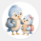 Little Blue Birds Circle Sticker (Voorkant)