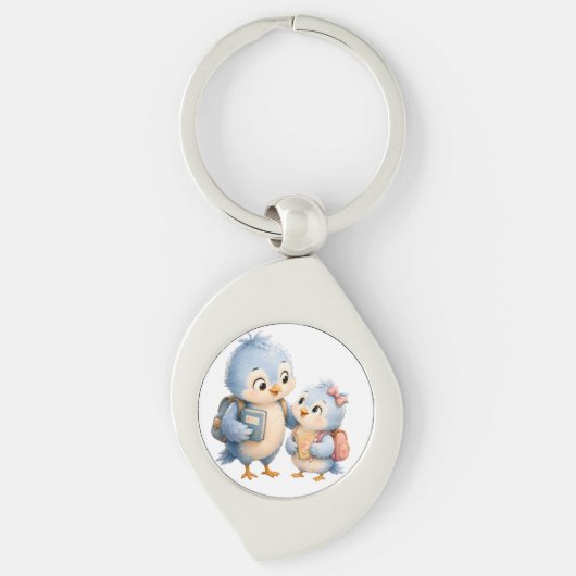 Little Blue Birds Premium Sleutelhanger (Voorkant)