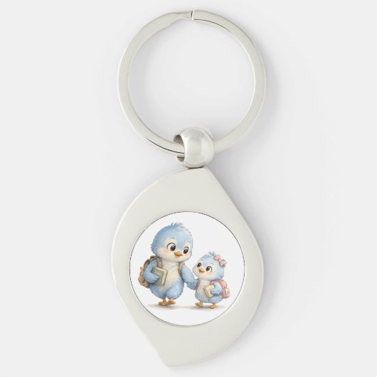 Little Blue Birds Premium Sleutelhanger (Voorkant)