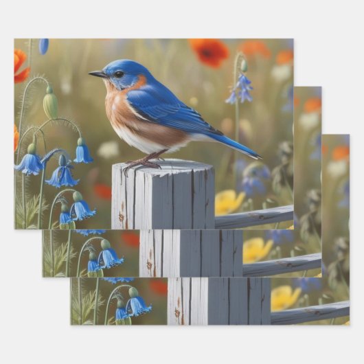 Little Blue BirdWrapping Paper Flat Sheet Set van  (Set)