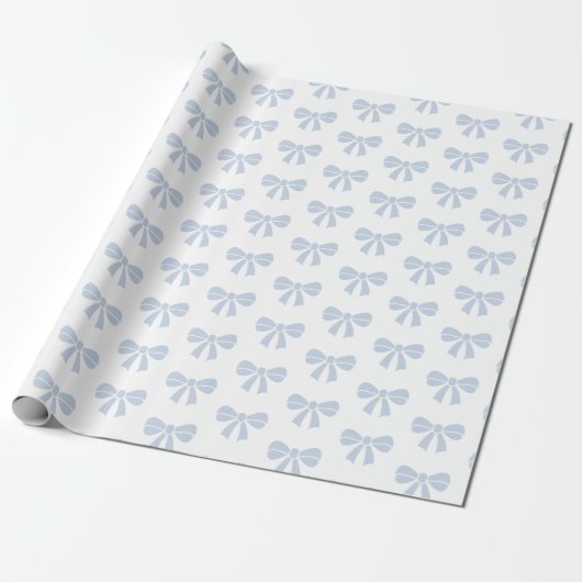 Little Blue Bow Baby shower Boy Verjaardag Cadeaupapier (Uitgerold)
