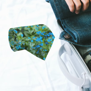 Little Blue Brunnera Flowers Floral Pattern Stropdas