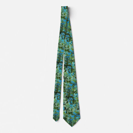 Little Blue Brunnera Flowers Floral Pattern Stropdas (Achterkant)