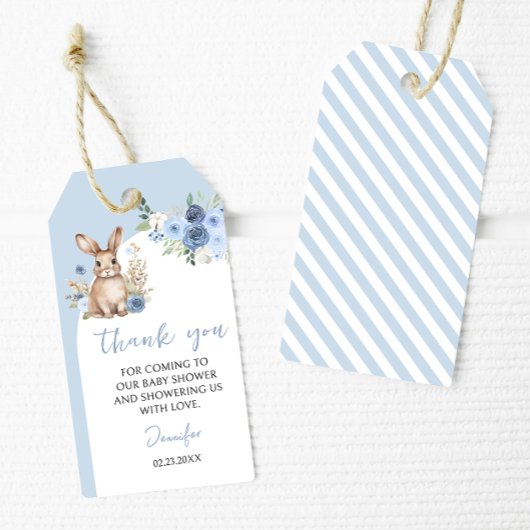 Little blue bunny baby shower dank u cadeau labels cadeaulabel