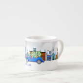 Little Blue Car en Tree Kerstmis, aangepast Espresso Kop (Voorkant rechts)
