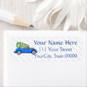 Little Blue Car en Tree Kerstmis, aangepast Etiket (Insitu)