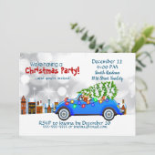 Little Blue Car en Tree Kerstmis, aangepast Kaart (Staand voorkant)
