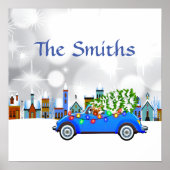 Little Blue Car en Tree Kerstmis, aangepast Poster (Voorkant)