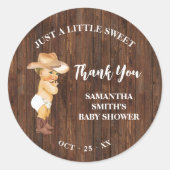 Little Blue Cowboy Western Baby shower Bedankt Ronde Sticker