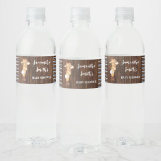 Little Blue Cowboy Western Baby shower Waterfles Etiket